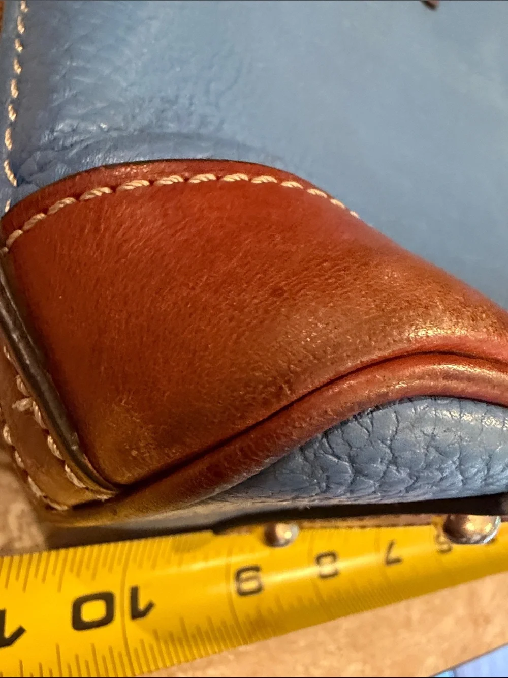 Dooney & Bourke Light Blue Leather Backpack with Brown Trim